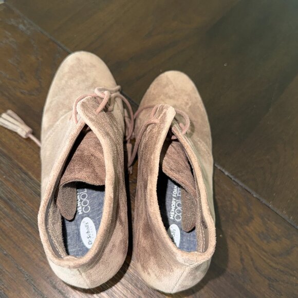 Dr Scholls Boots Womens 8W MED Dakota Wedge Ankle Booties Brown Fabric Lace Up - Picture 5 of 15